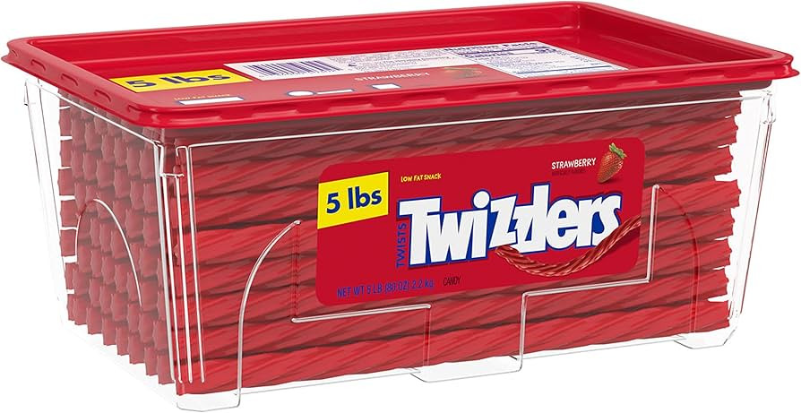 TWIZZLERS Twists Strawberry Flavored Licorice Style, Low Fat Candy Tub, 5 lb | Amazon (US)