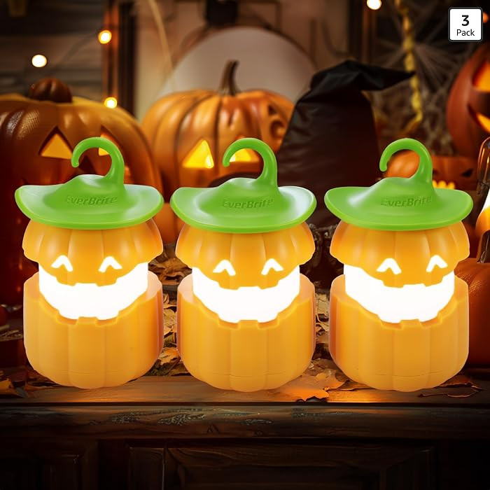 EverBrite 3-Pack Halloween Collapsible Pumpkin Lantern, Two Color Changing | Amazon (US)