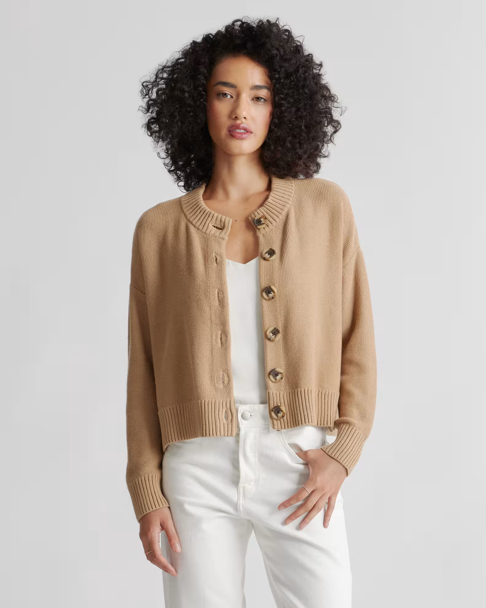 100% Organic Cotton Cropped Cardigan | Quince