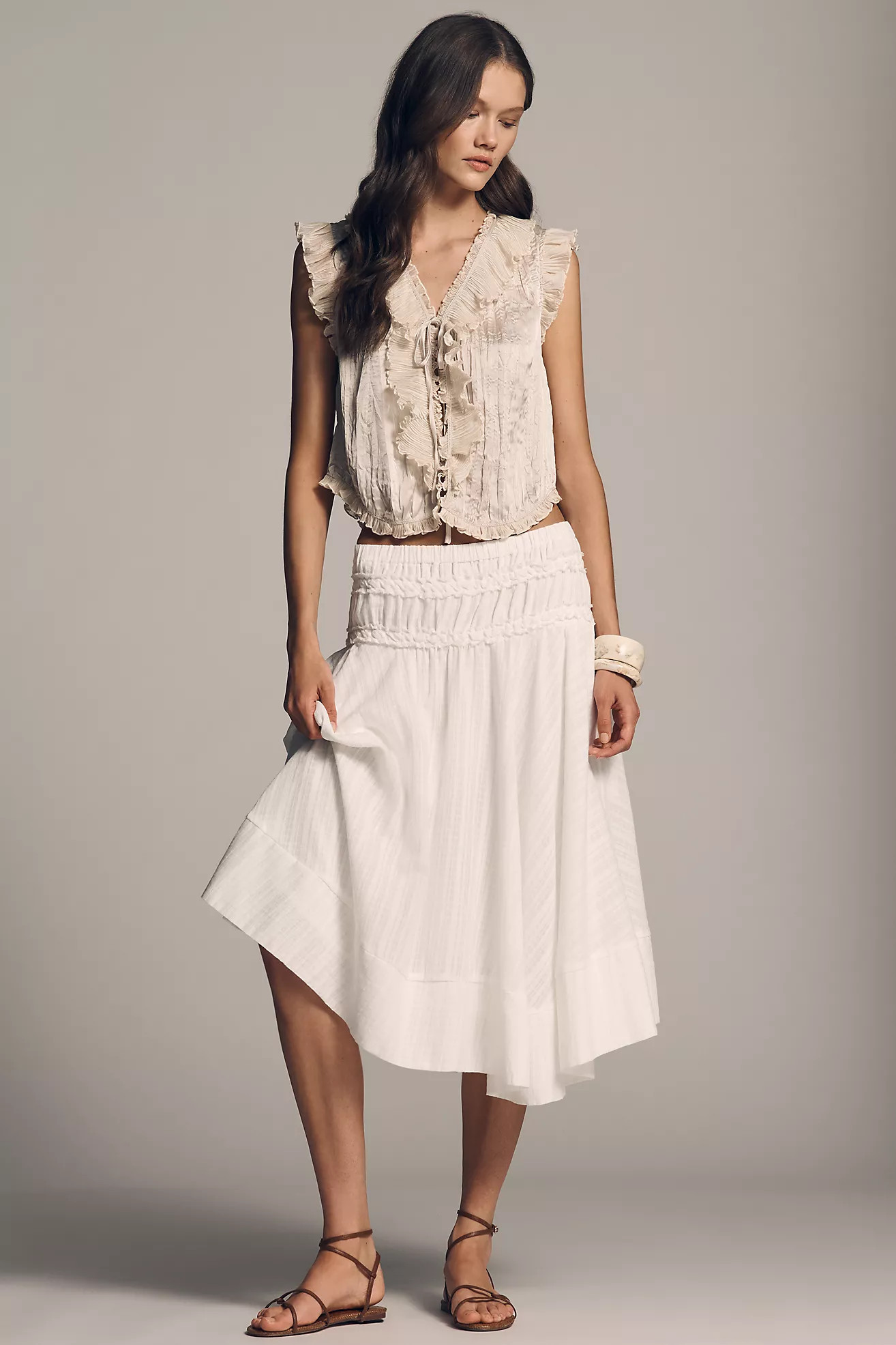 By Anthropologie Gingham Midi Circle Skirt | Anthropologie (US)