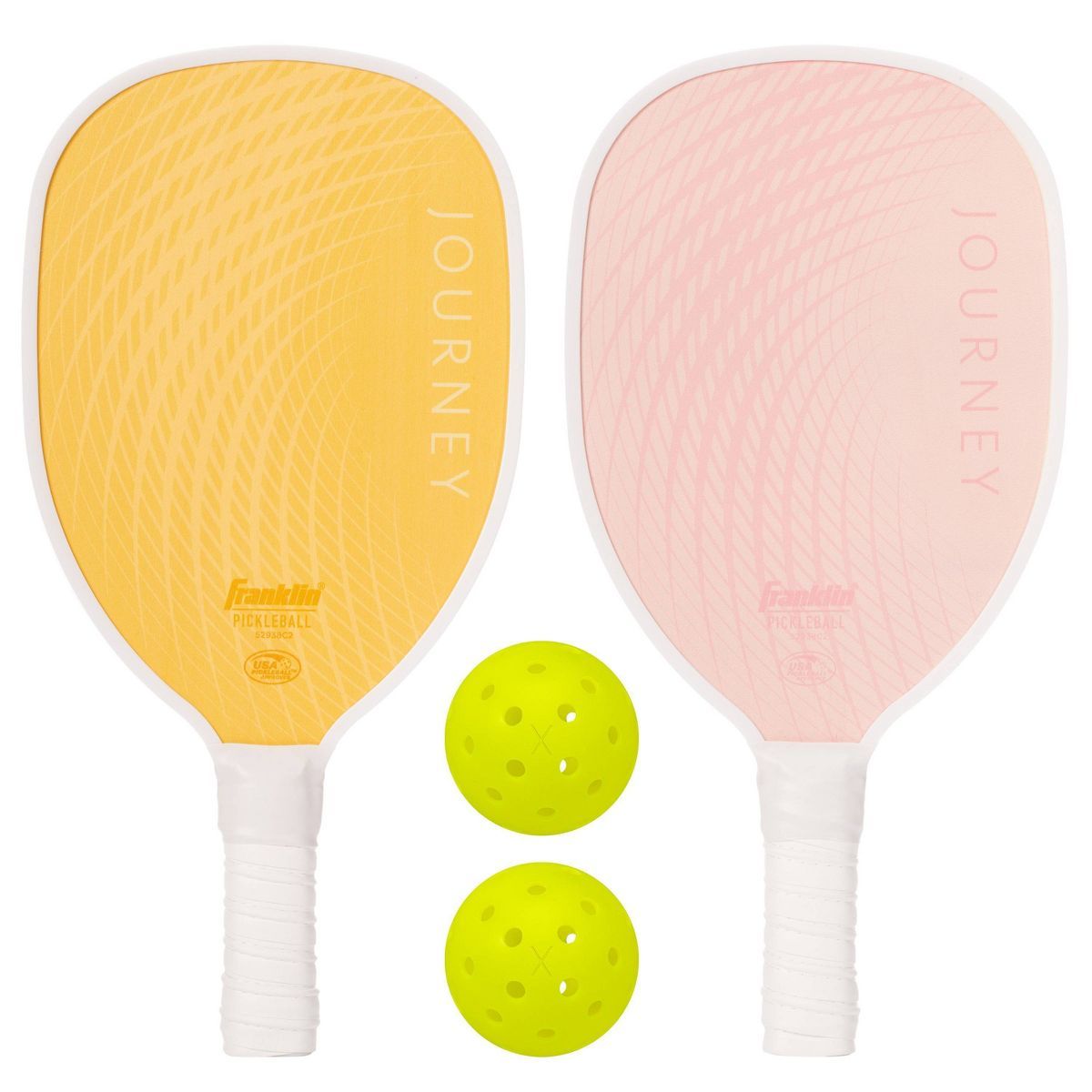 Franklin Sports 2 Player Wood Journey Paddle & Ball Set in Mesh bag - Yellow/Pink | Target