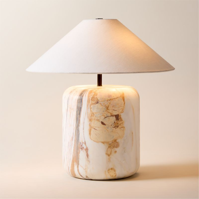 Block Golden Calacatta Marble Table Lamp + Reviews | CB2 | CB2