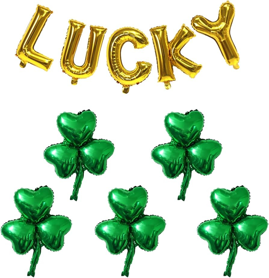 St Patricks Day Balloons Lucky Balloon Green Shamrock Balloons for St Patricks Day Party Decorati... | Amazon (US)