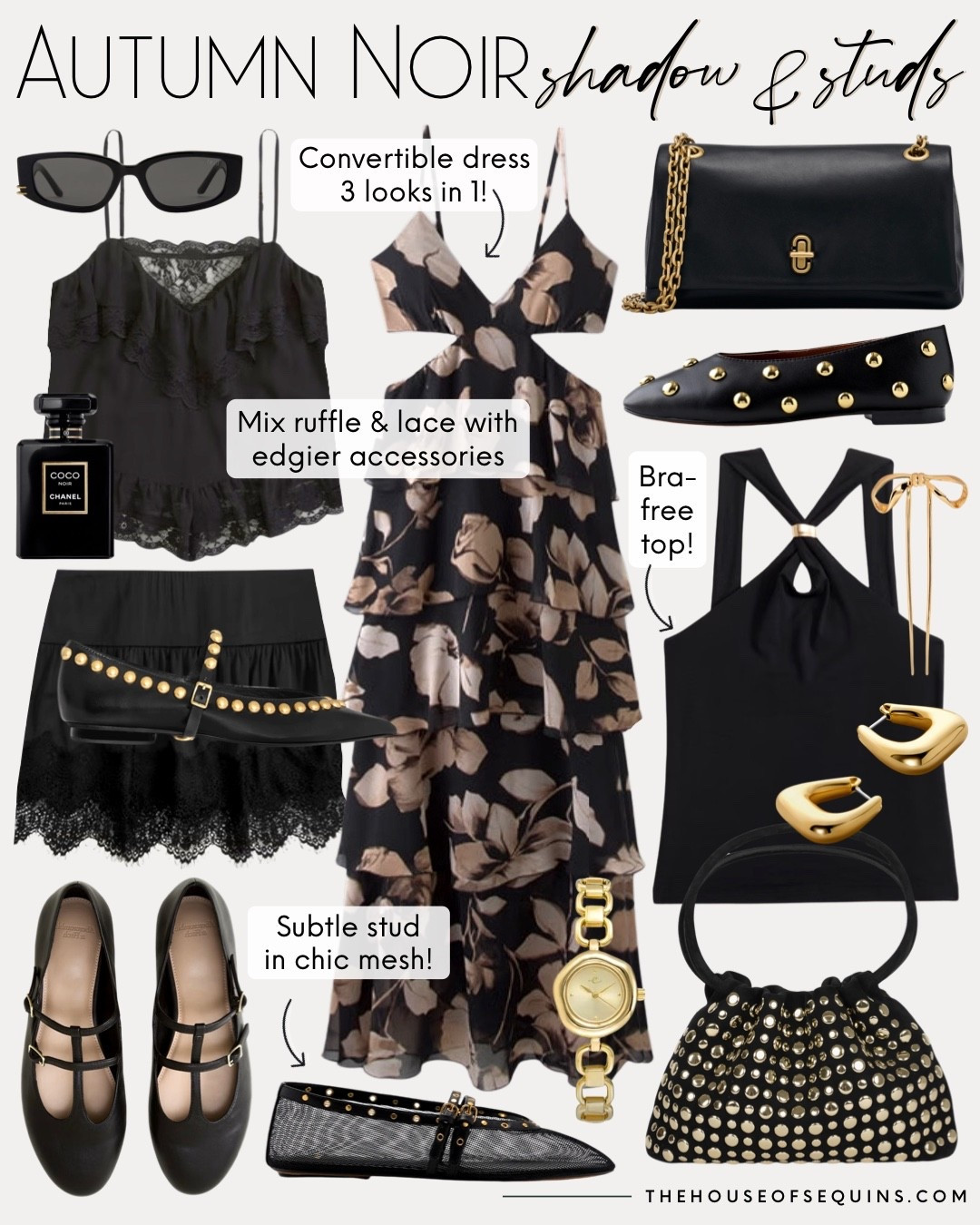 Shop all black fall outfits! Lace skirt matching set, ruffle dress, studded flats, mesh flats, Mary Jane flats, studded bag and alternative Halloween outfits.

#LTKItBag #LTKShoeCrush #LTKSaleAlert