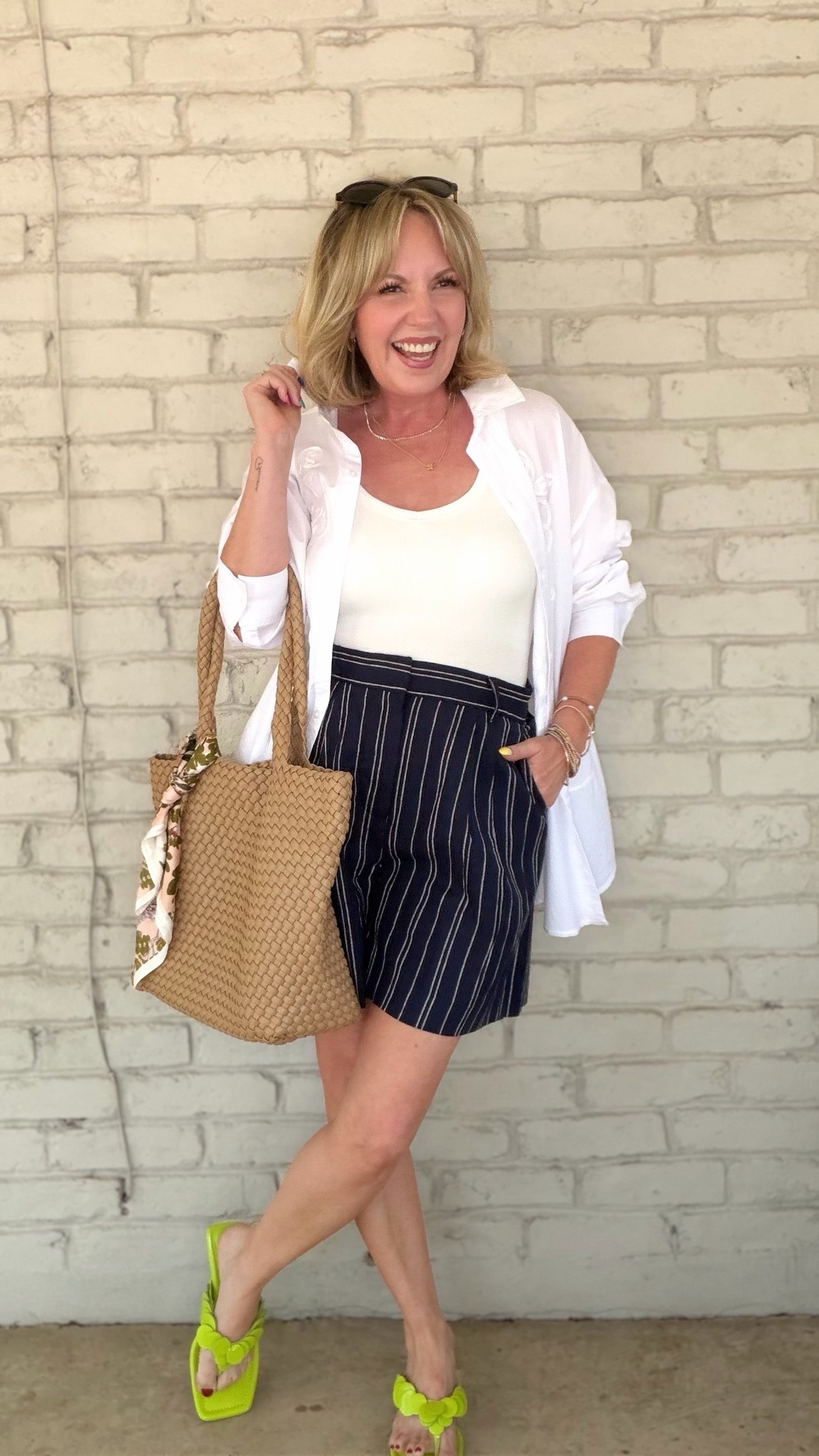 Small tank, medium shorts and button-down ￼

#LTKOver40 #LTKPetite #LTKSaleAlert