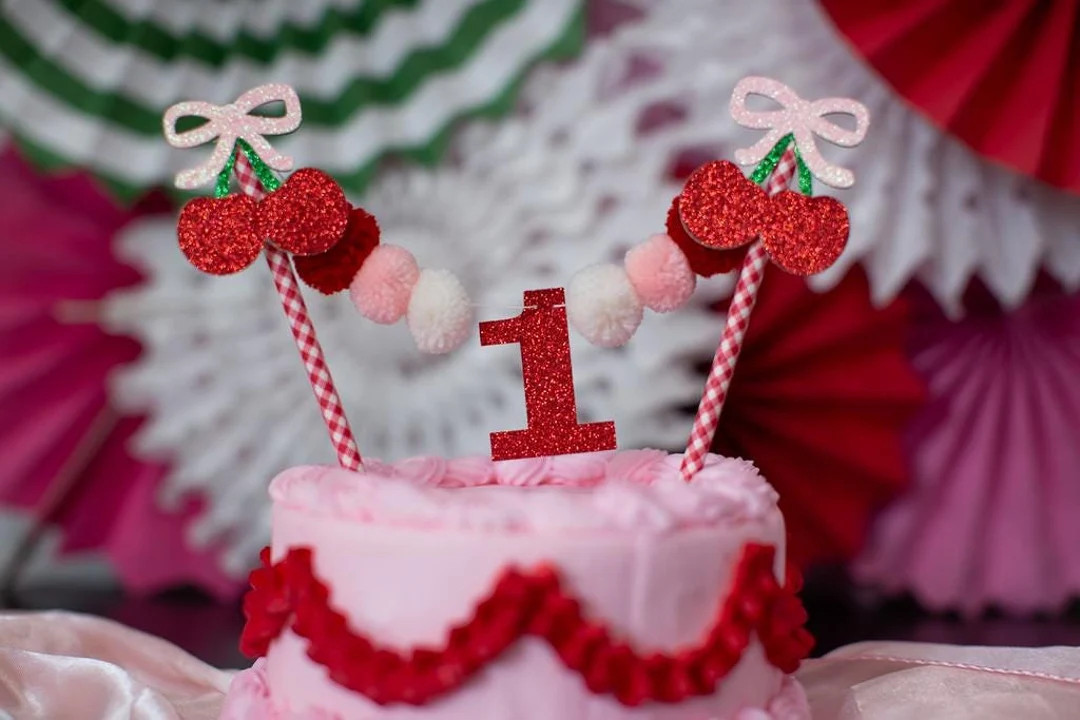 She's the Cherry on Top First Birthday. She's the Cherry on Top 1st Birthday. Cherry Cake Topper.... | Etsy (US)