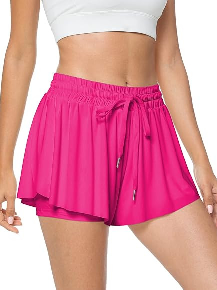 TARSE Flowy Shorts, Butterfly Athletic Shorts Skirt, Flare Wavy Skorts for Running, Sports and Re... | Amazon (US)