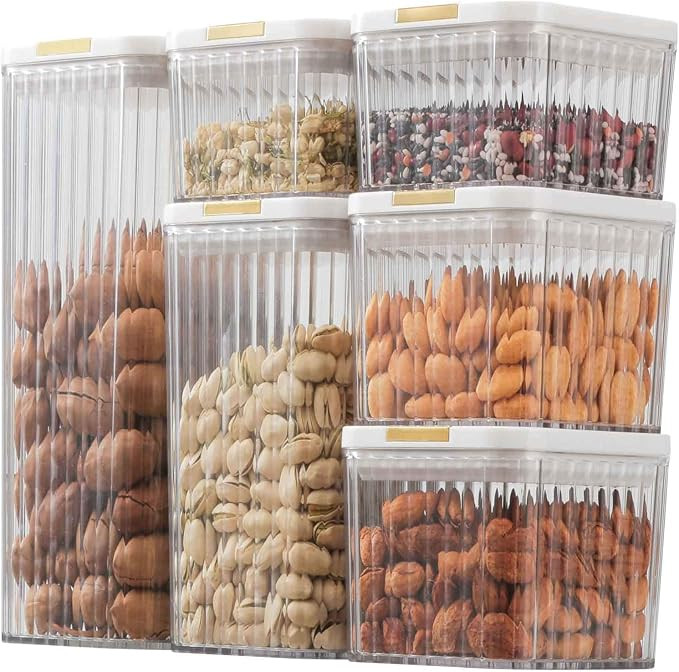 UNIKON Food Storage Containers Airtight Plastic Canisters, 6 PC Set Food Canisters for Kitchen Pa... | Amazon (US)