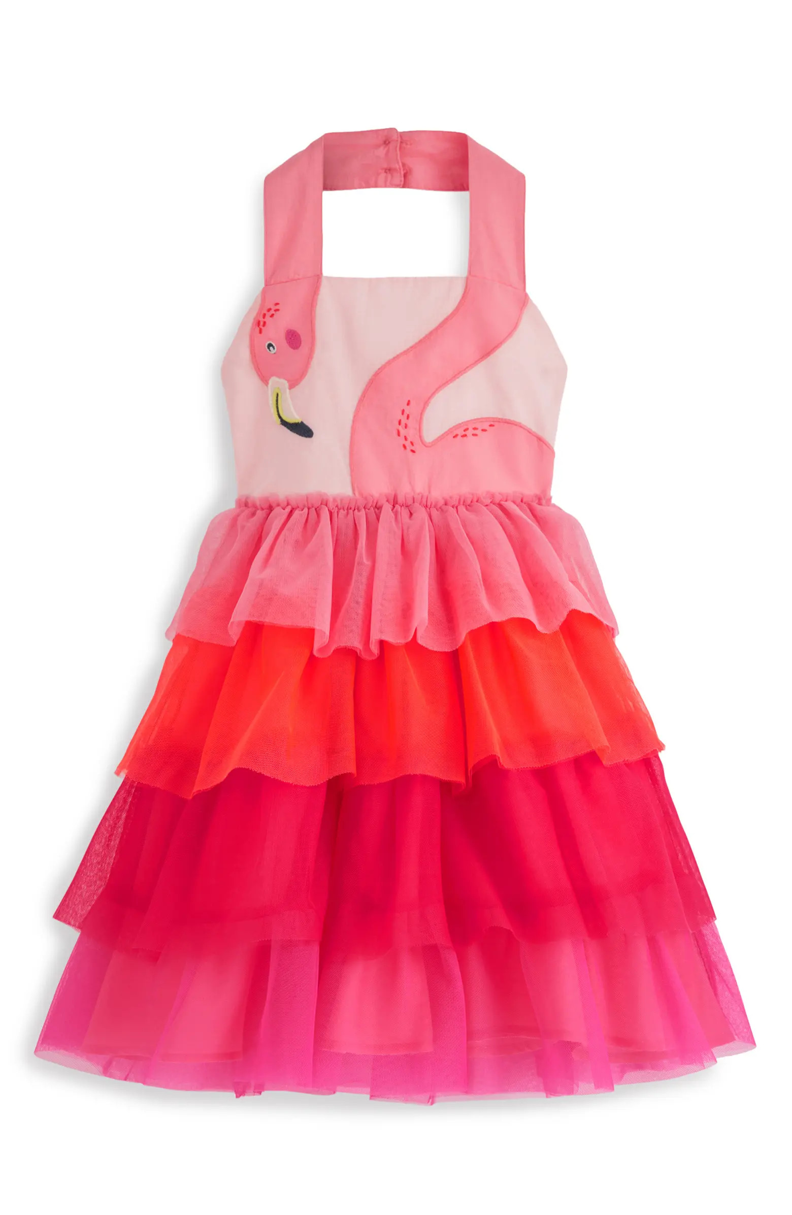 Kids' Flamingo Halter Neck Tiered Tulle Dress | Nordstrom
