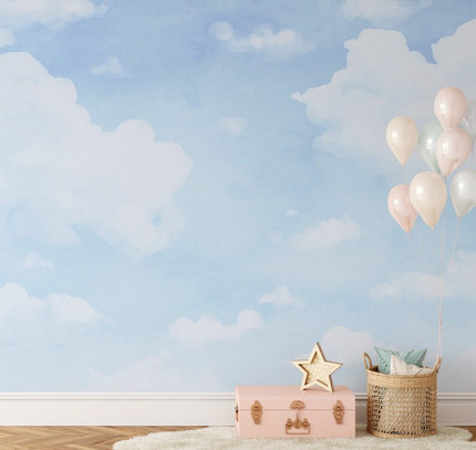 Blue Sky Mural Nursery Peel and Stick Removable Wallpaper