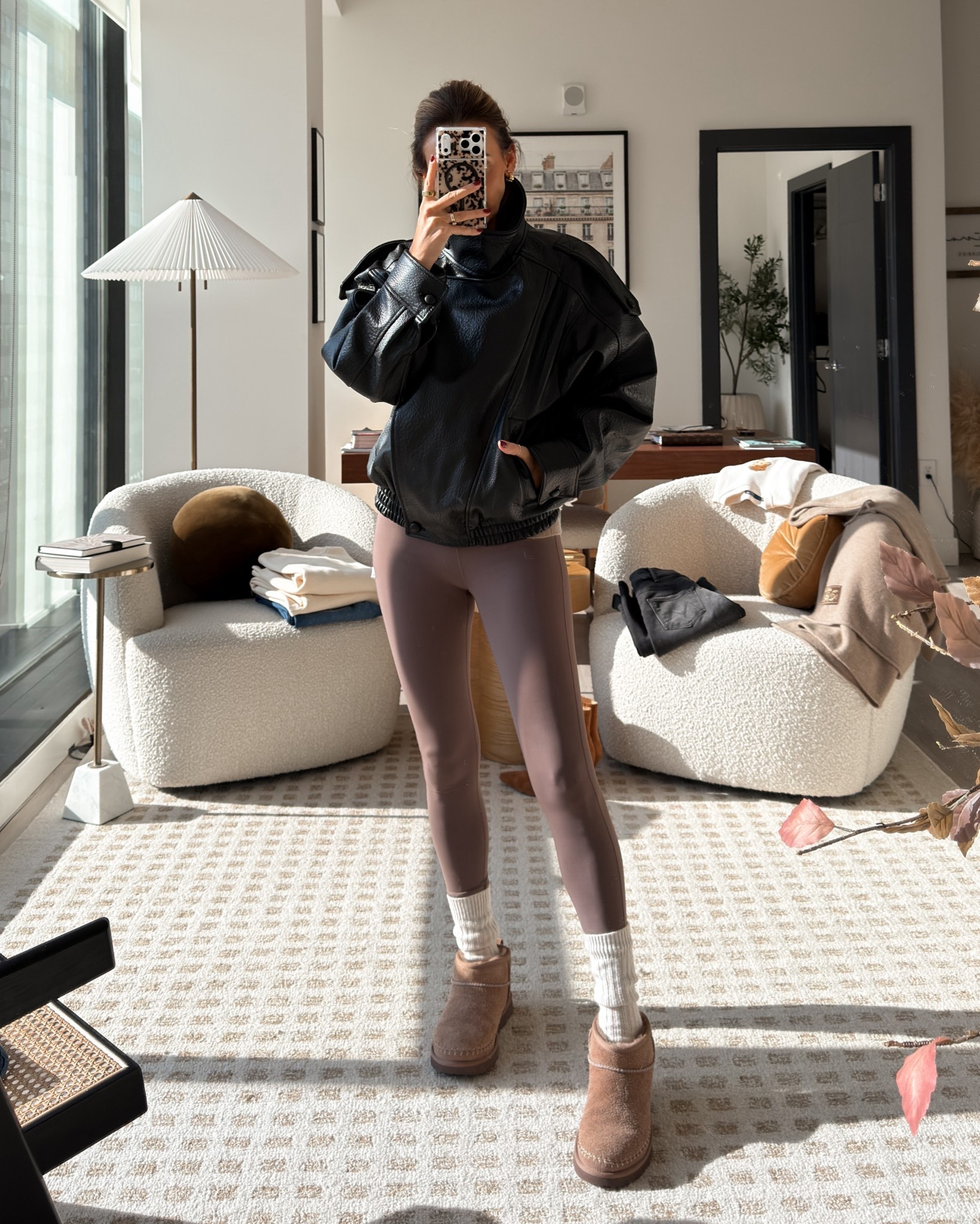 What I wore to Pilates this morning! 
My viral Zara leather jacket - xs (fits oversized) 
Vuori leggings and bra small
Cashmere crewneck small 

#LTKootd #LTKmorningroutine #LTKfitnessgoals