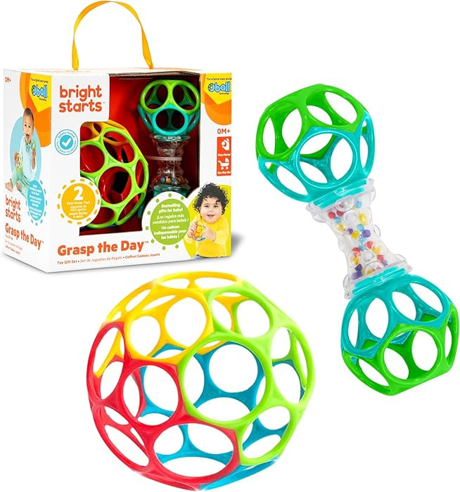 Bright Starts Easy-Grasp Oball Bundle Gift Set - Grasp The Day, Ball and Rattle Toys 2-Pack, BPA ... | Amazon (US)