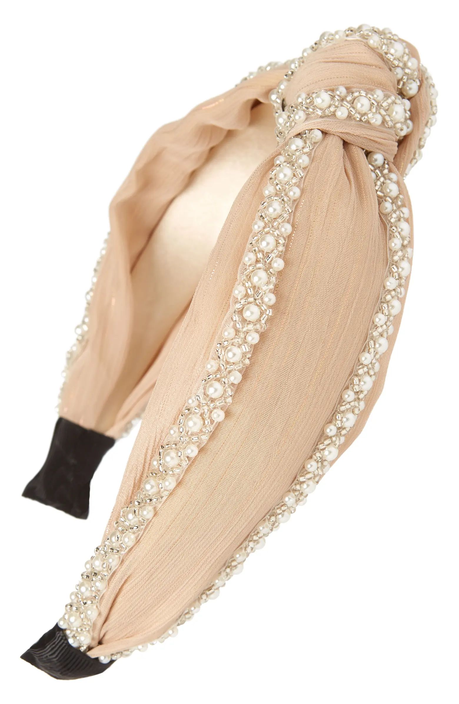 Tasha Imitation Pearl & Bead Embellished Knotted Headband | Nordstrom | Nordstrom