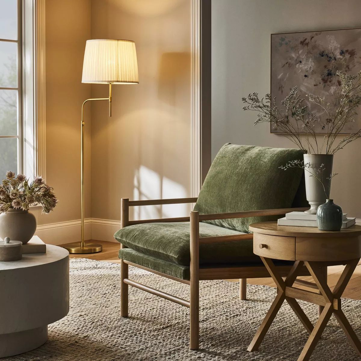 Adjustable Floor Lamp Brass Iron with Pleated Shade - Threshold™ designed with Studio McGee | Target