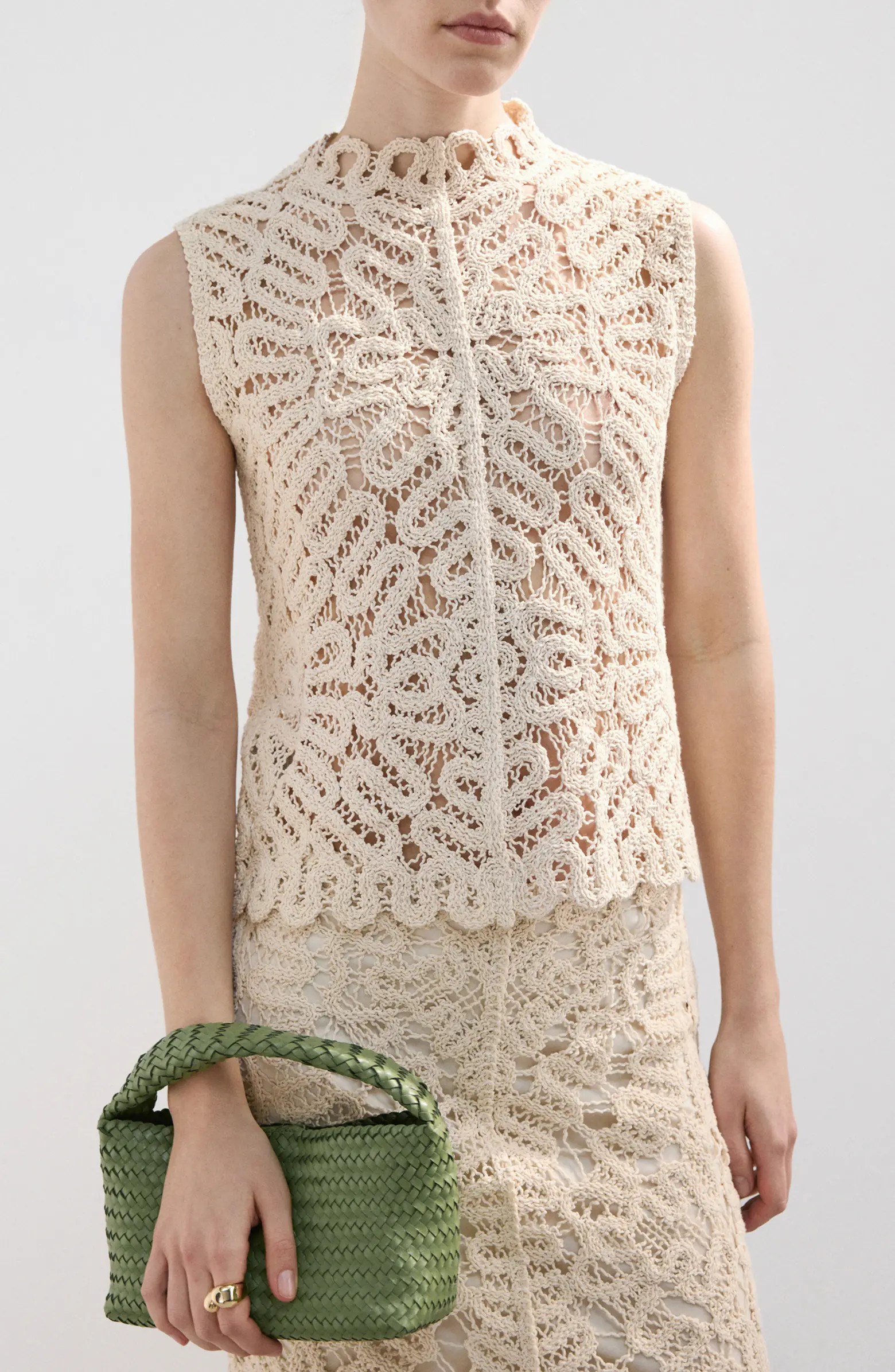 MANGO Setenta Openwork Knit Mock Neck Top | Nordstrom | Nordstrom