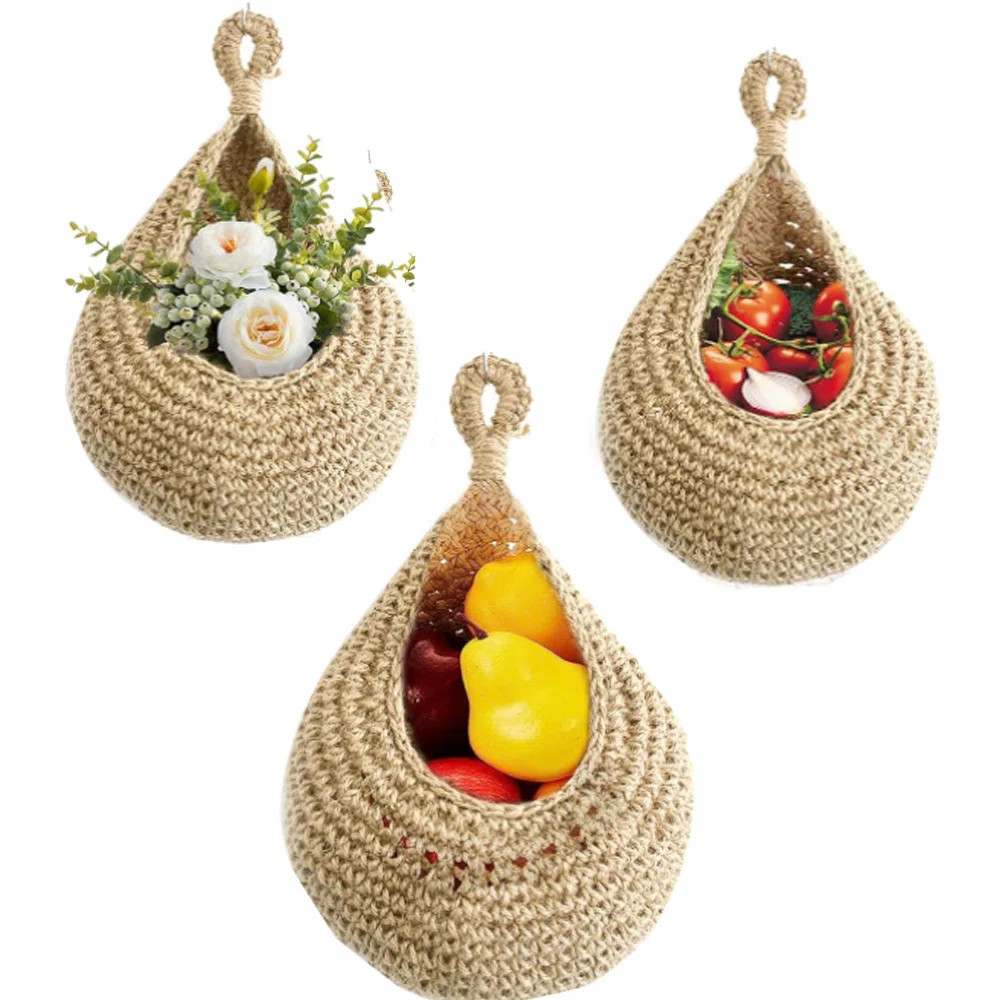 Raith 3 Pieces Rhoderick Cotton Wall Organizer Wall Hanging Basket | Wayfair North America