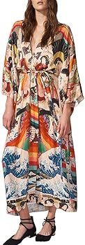 Bsubseach Womens Chiffon/Rayon Beach Blouses Kimono Cardigan Long Bikini Cover Up | Amazon (US)