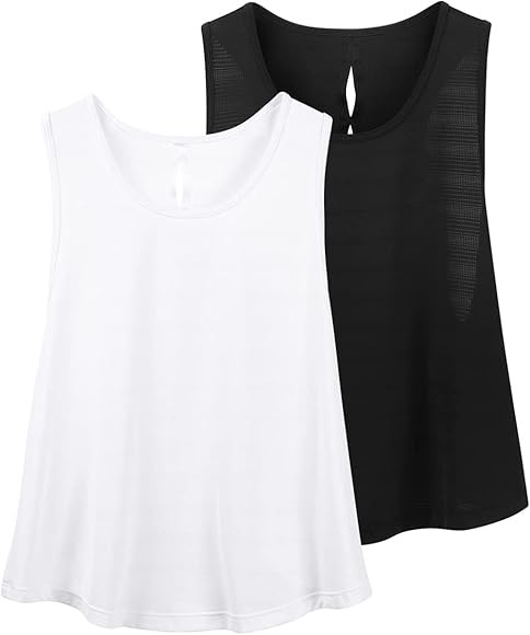 Women's Workout Tank Tops Sports Shirt Sleeveless Yoga Tops Muscle Racerback Athletic Running Tank 2 | Amazon (US)