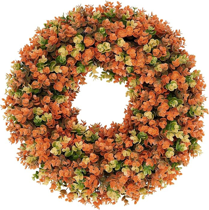 Large, lush neutral fall wreath with layered foliage and folding base, easy to shape for covered ... | Amazon (US)