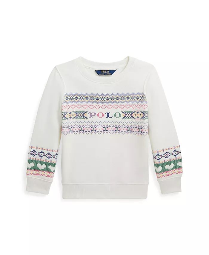 Toddler and Little Girls Fair Isle Logo Fleece Sweatshirt | Macy's