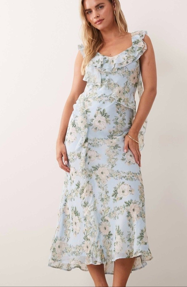 Vestido midi azul con flores. Petite spring midi dress

#LTKPetite #LTKMidsize
