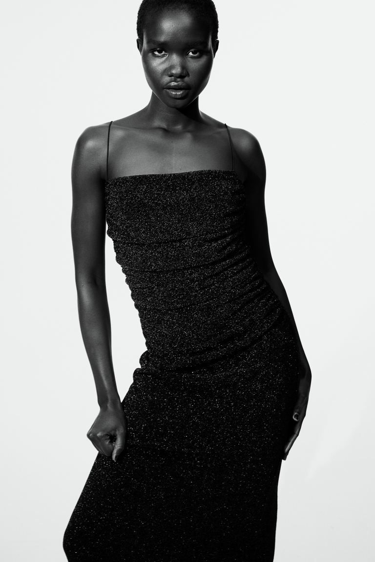 Glittery Jersey Dress - Black - Ladies | H&M US | H&M (US)