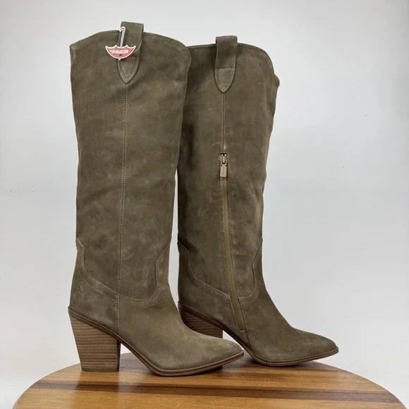 Womens Blondo Wylde Olive Green Suede Tall Heeled Waterproof Boots Size 9 M GUC | Poshmark