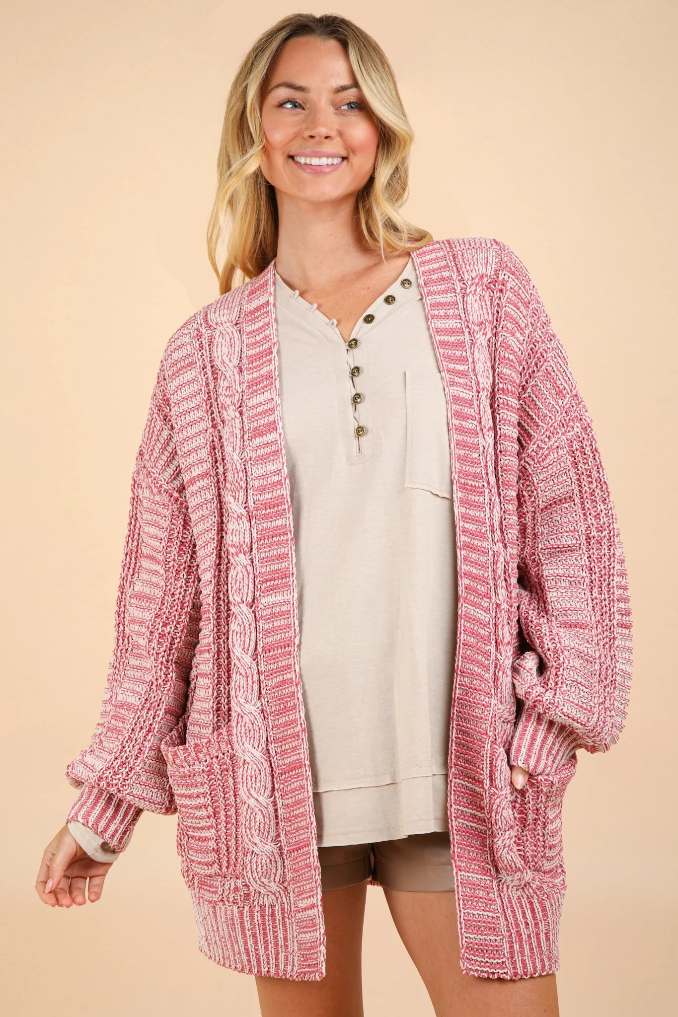 Cable Knit Open Front Cardigan S | Casual Chic Boutique