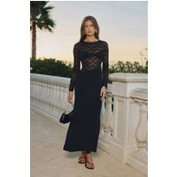 Midnight Hour Lace Long Sleeve Maxi Dress Black | Hello Molly (US)