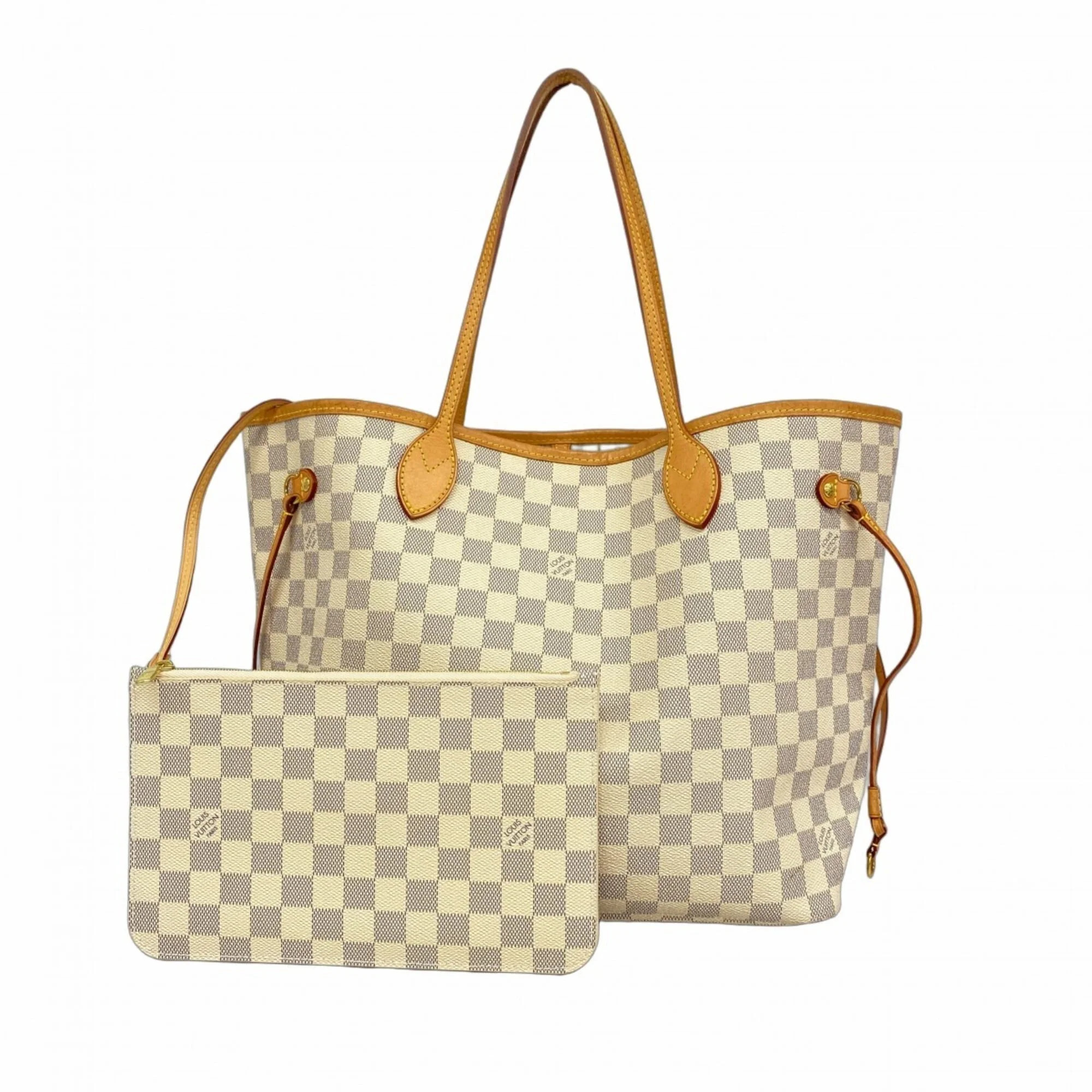 Pre-Owned Louis Vuitton Damier Azur Neverfull MM Tote Bag N40604 White Women's P2646309 | Walmart (US)