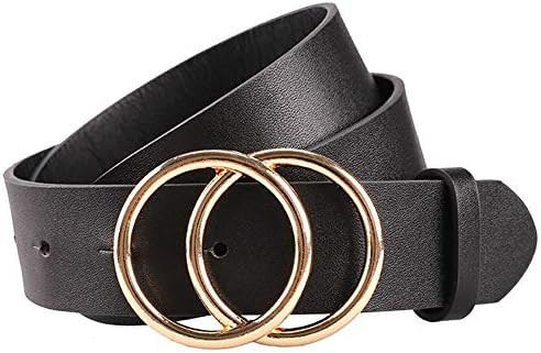 Earnda Women's Fashion Belt Double O-Ring Buckle For Jeans Black Small | Amazon (CA)