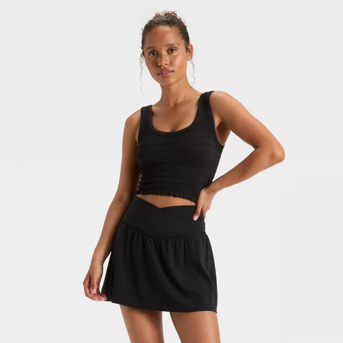 Women's Smocked Support Cropped Tank Top - JoyLab™ | Target