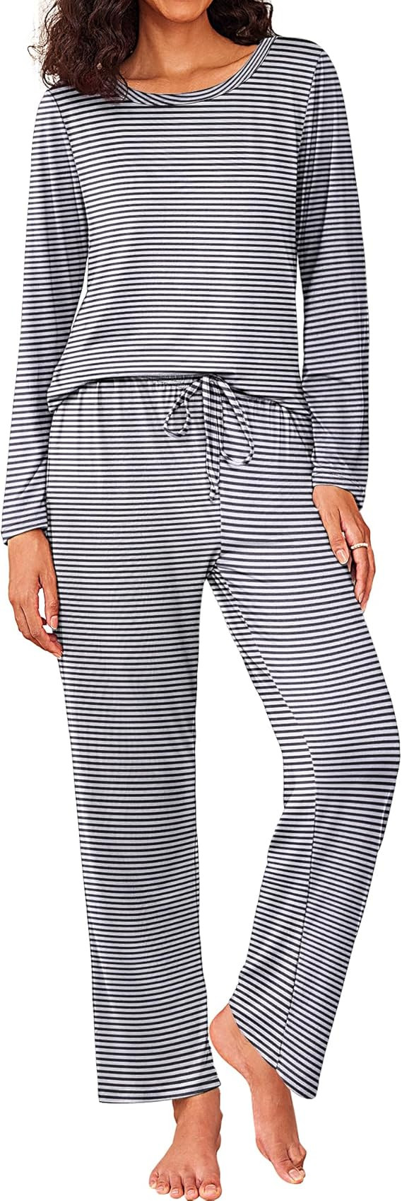 Ekouaer Womens Pajama Sets 2 Piece Pjs Sleepwear Soft Comfy Loungewear Long Sleeve Pullover Top a... | Amazon (US)