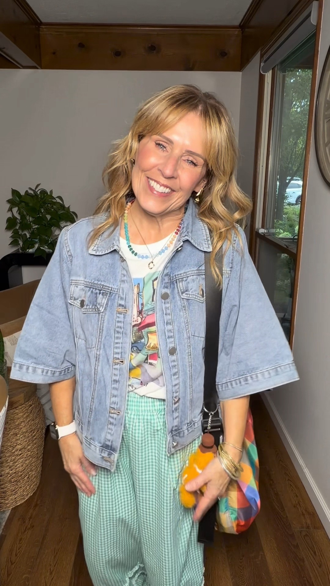 Ruffled gingham pants from Amazon are size M. Top is from spring, size M. Cape jacket is size M. It is oversized.

#LTKWorkwear #LTKootd #LTKOver40