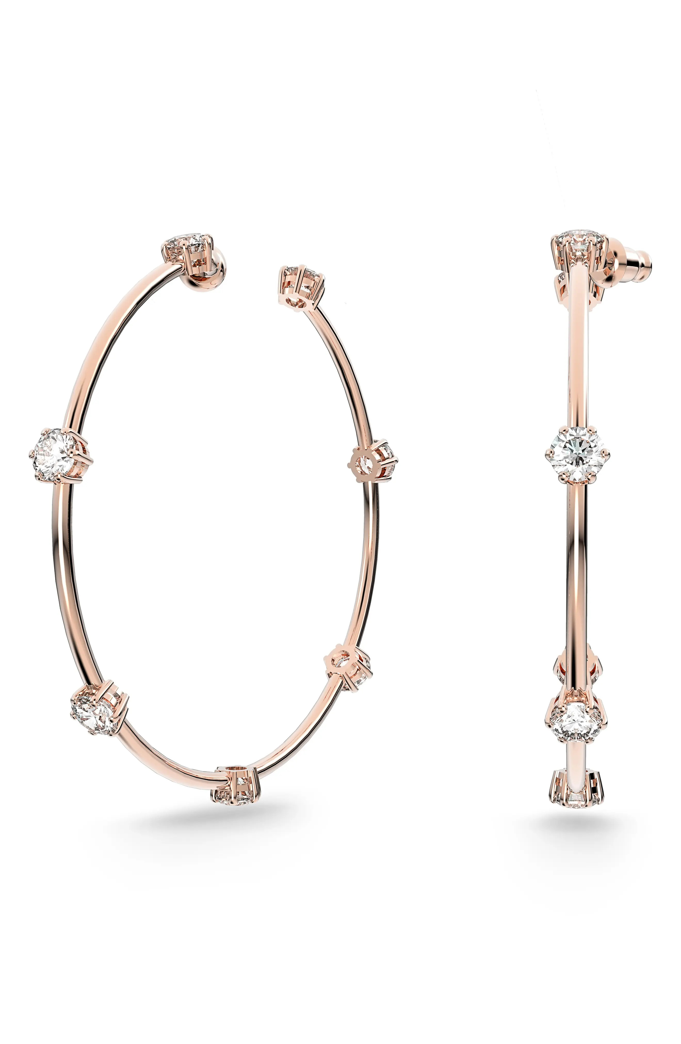 Swarovski Constella Crystal Hoop Earrings in Rose Gold at Nordstrom | Nordstrom