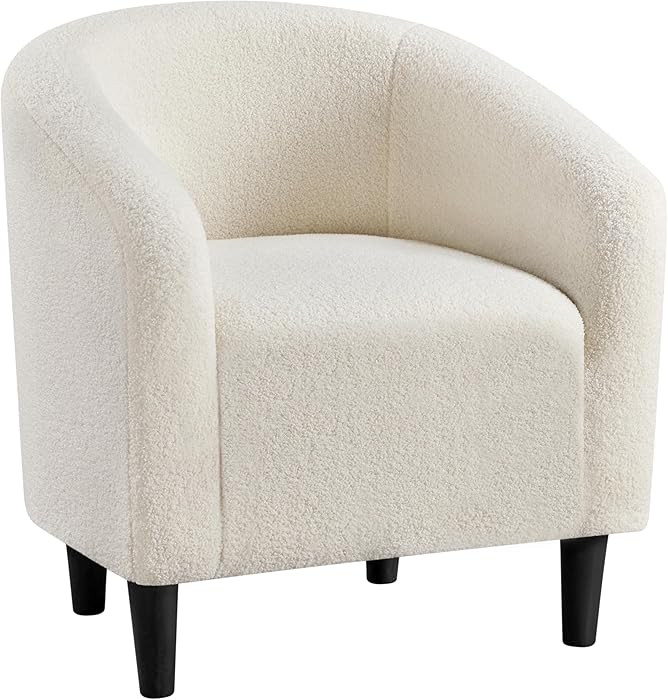 Yaheetech Accent Barrel Chair, Boucle Fabric Club Chair, Furry Sherpa Elegant Armchair with Cozy ... | Amazon (US)