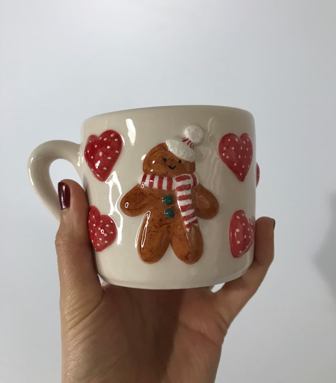 Lovely Gingerbread Ceramic Coffee Mug Unique Handmade - Etsy | Etsy (US)