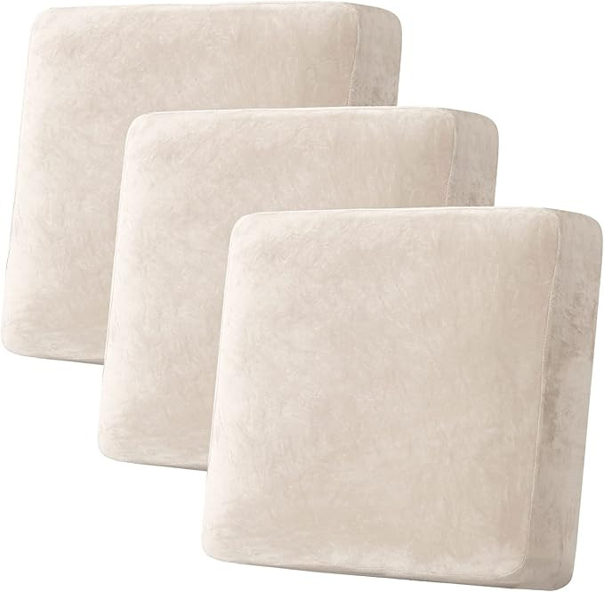 H.VERSAILTEX Velvet Stretch Couch Cushion Cover Plush Cushion Slipcover for Chair Loveseat Sofa C... | Amazon (US)