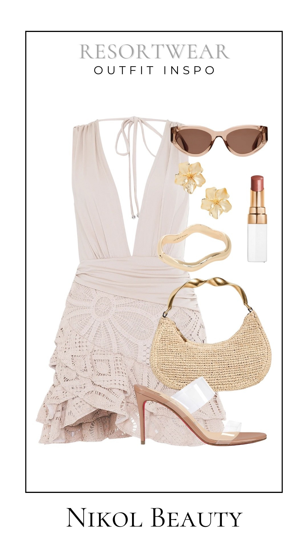 Neutral tones, airy textures, and a hint of gold—this look was made for golden hour cocktails.

resortwear outfit inspo, neutral summer style, lace resort dress, chic vacation outfit, tropical getaway fashion, beach dinner outfit idea, elegant summer look

#LTKStyleTip #LTKShoeCrush #LTKItBag