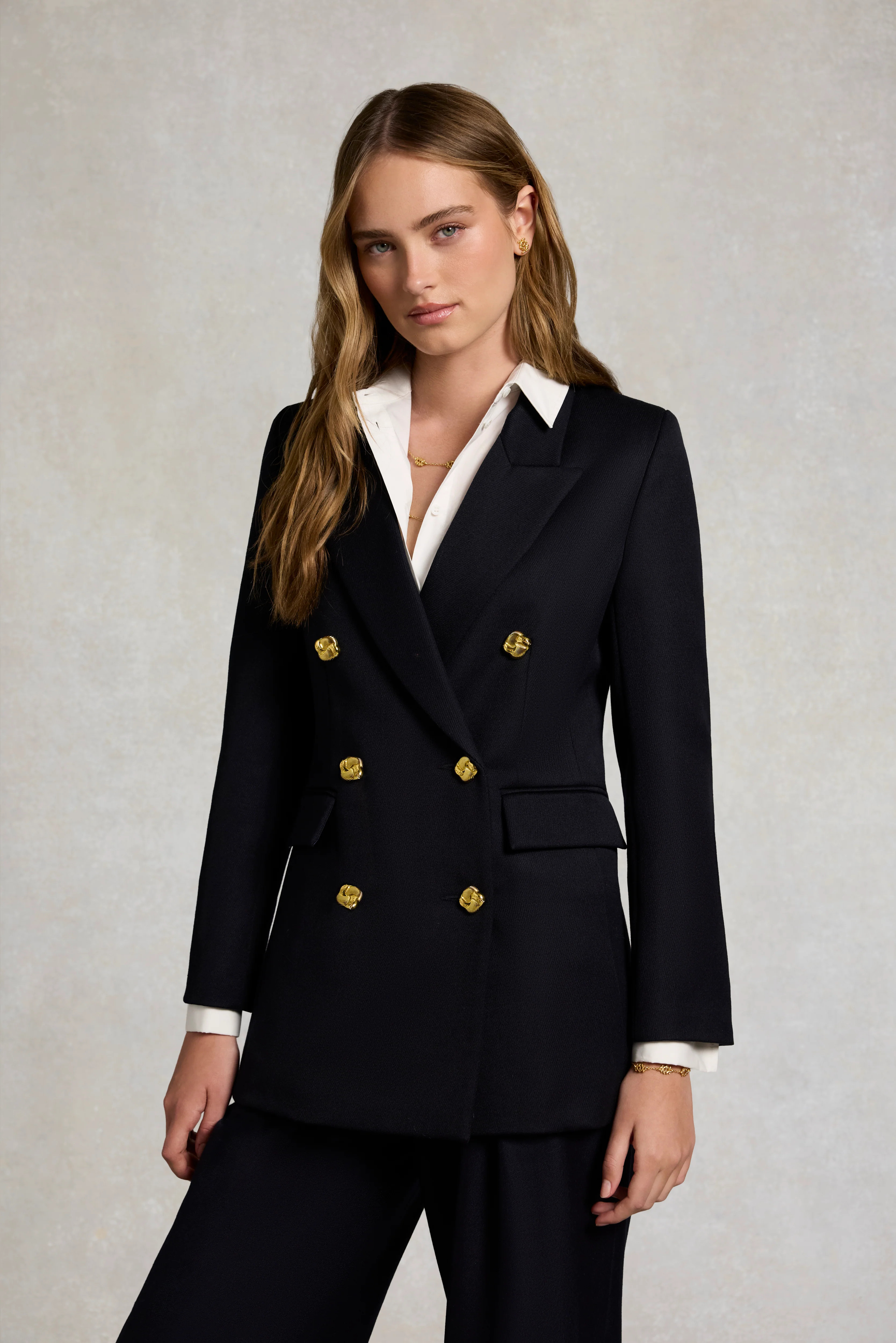 Kensington Double Breasted Blazer (Navy Twill) | Holland Cooper