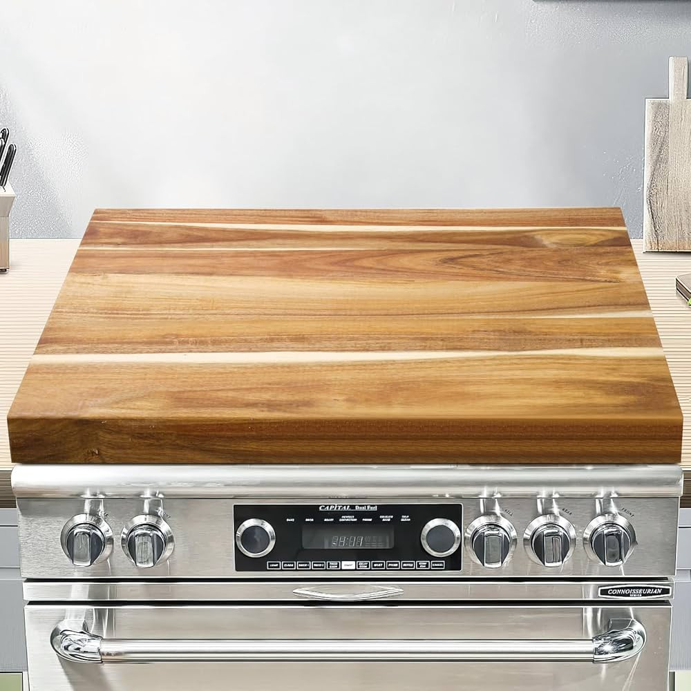 Acacia Wood Noodle Board Stove Cover with Handles, Wood Stove Covers for Gas Stove Top, Glass Coo... | Amazon (US)
