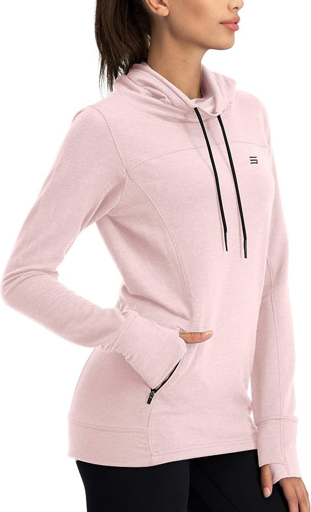 Dry Fit Running Pullover Womens - Fleece Cowl Neck Run Sweater Jacket - Zip Pockets and Thumbhole... | Amazon (US)
