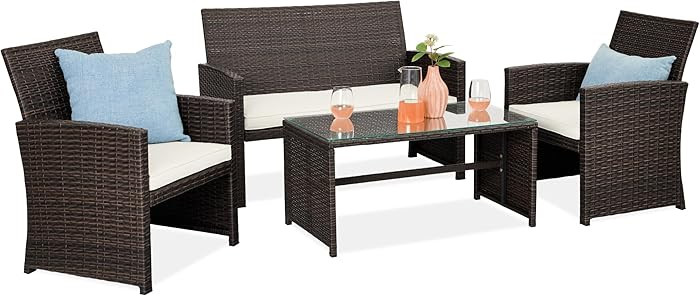 Best Choice Products 4-Piece Outdoor Wicker Patio Conversation Furniture Set for Backyard w/Coffe... | Amazon (US)