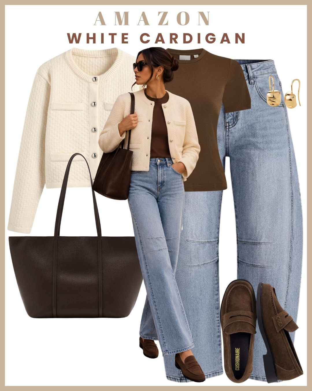White buttoned cardigan for fall workwear 🤍🍂 A white buttoned cardigan is such an easy fall workwear essential — polished enough for the office, but still cozy and effortless. ✨ Style it with tailored trousers, wide-leg pants, or a midi skirt for an elevated office look. Add loafers, ballet flats, or ankle boots and finish with a structured bag for that clean, sophisticated feel. 🤎 Perfect for creating a minimal, timeless workwear wardrobe you can mix and match all season. 

 #LTKgrwm #LTKootd #LTKWorkwear