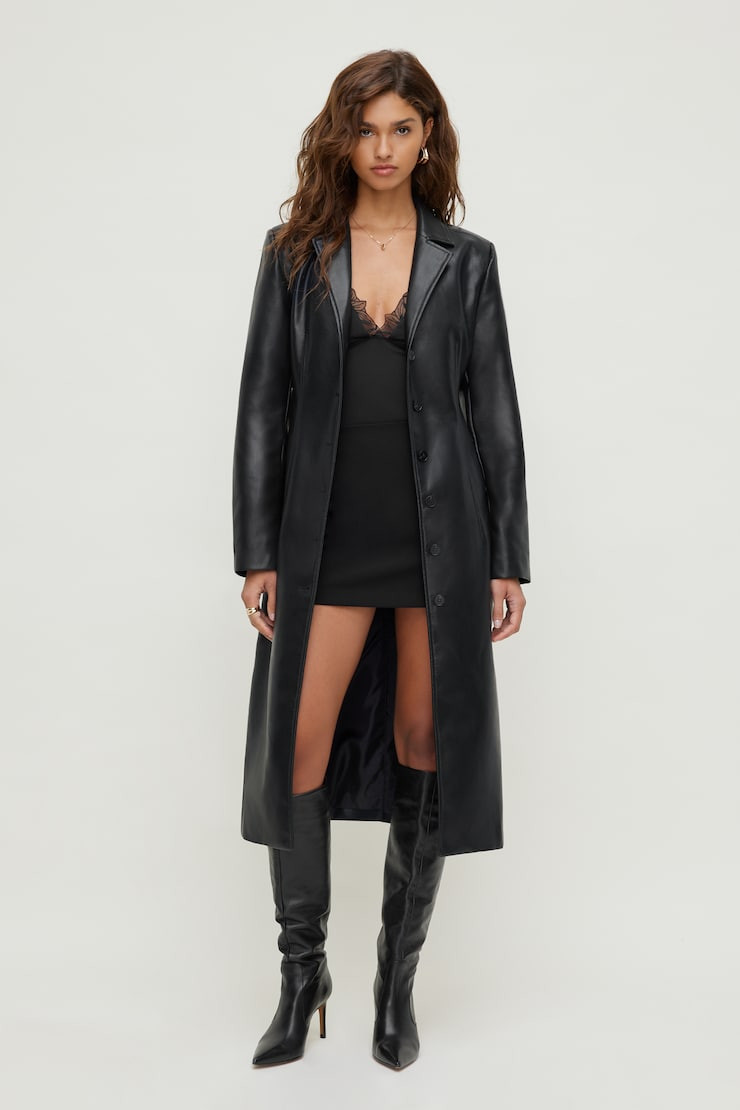 Faux Leather Trench Coat | Dynamite Clothing