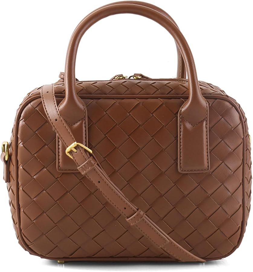 Women's Woven Bag Handbag Woven Purses Crossbody Bag Stylish Top Handle Satchel bag, Lightweight ... | Amazon (US)