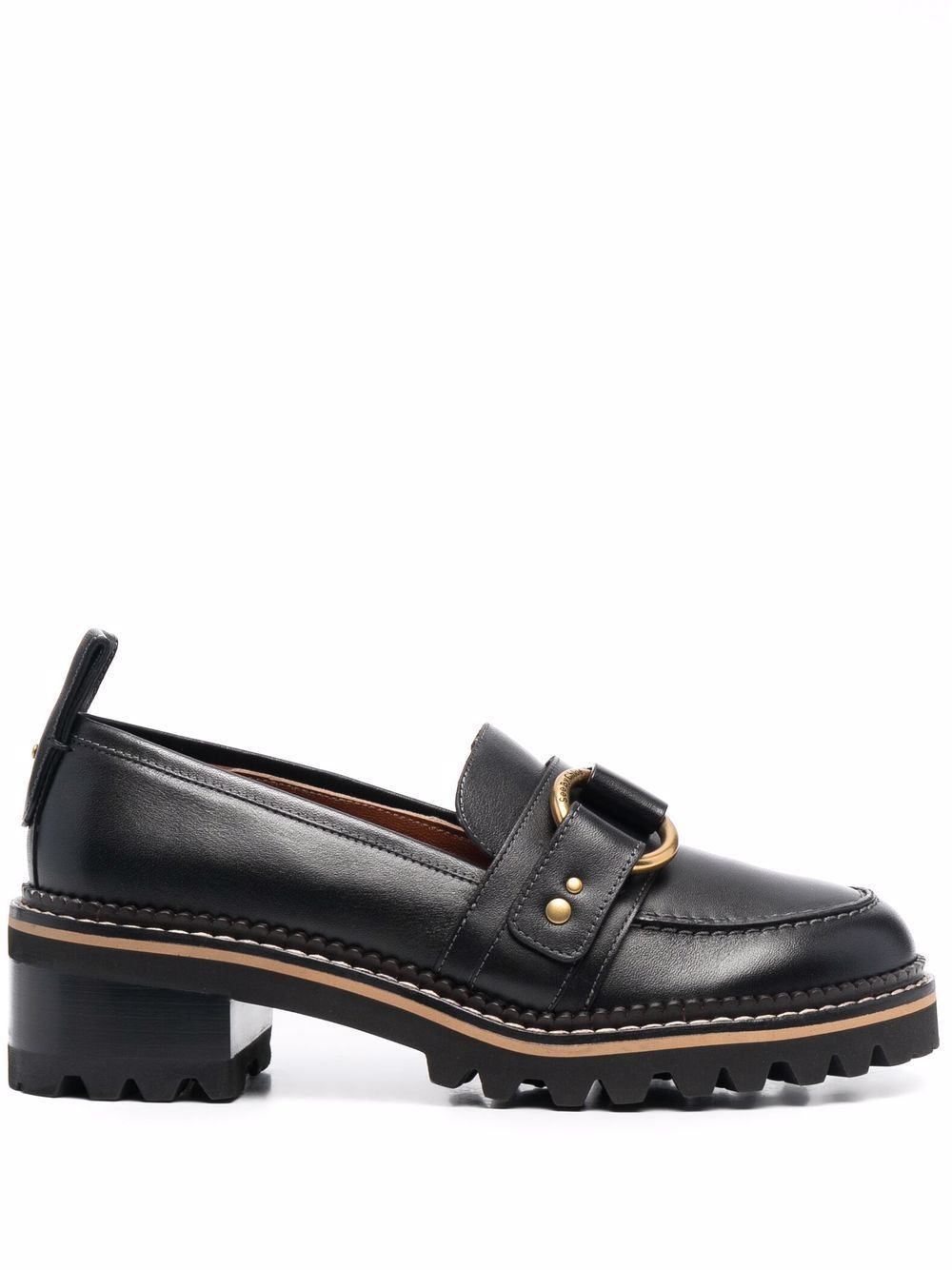 ring-detail leather loafers | Farfetch (US)