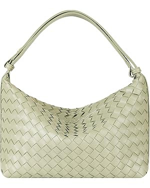 Vegan Leather Woven Tote Handbag, Top-handle Shoulder Bag, Woven Leather Pure Underarm Purse, Clu... | Amazon (US)