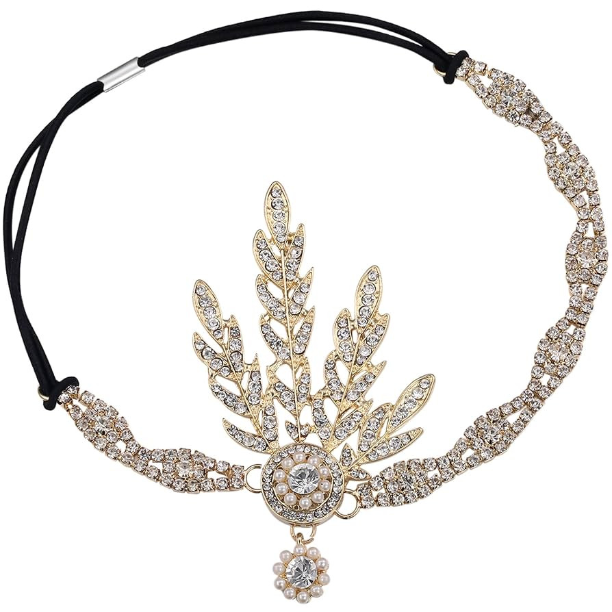 BABEYOND Art Deco 1920's Flapper Great Gatsby Inspired Leaf Medallion Pearl Headpiece Headband Go... | Amazon (US)