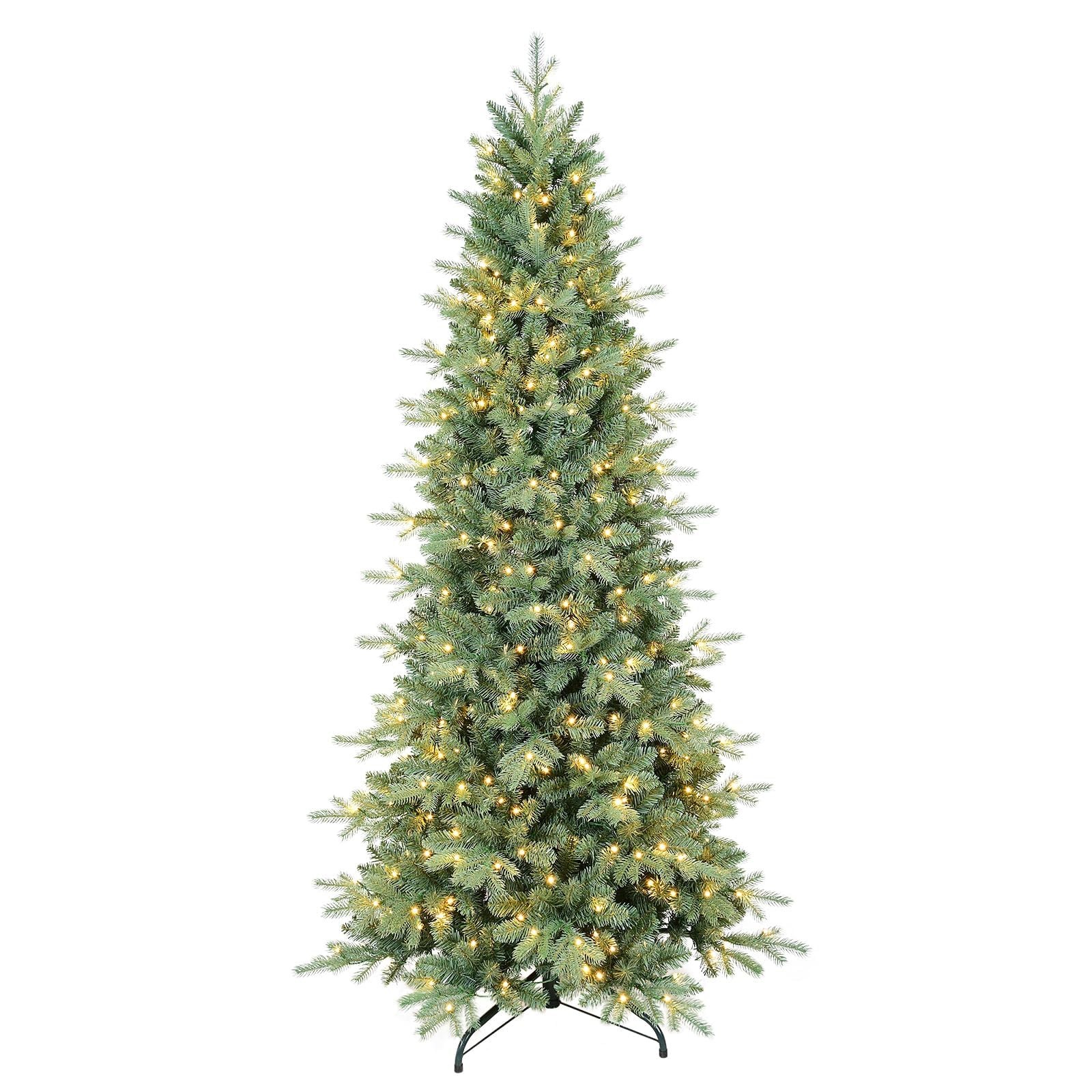 5 FT Prelit Artificial Skinny Christmas Tree,Blue Spruce Slim Pencil Xmas Tree with 926 PE&PVC Mixed Branch Tips and 250 UL Listed Clear Lights,Hinged Pine Tree with Metal Stand for Home Office Décor | Amazon (US)